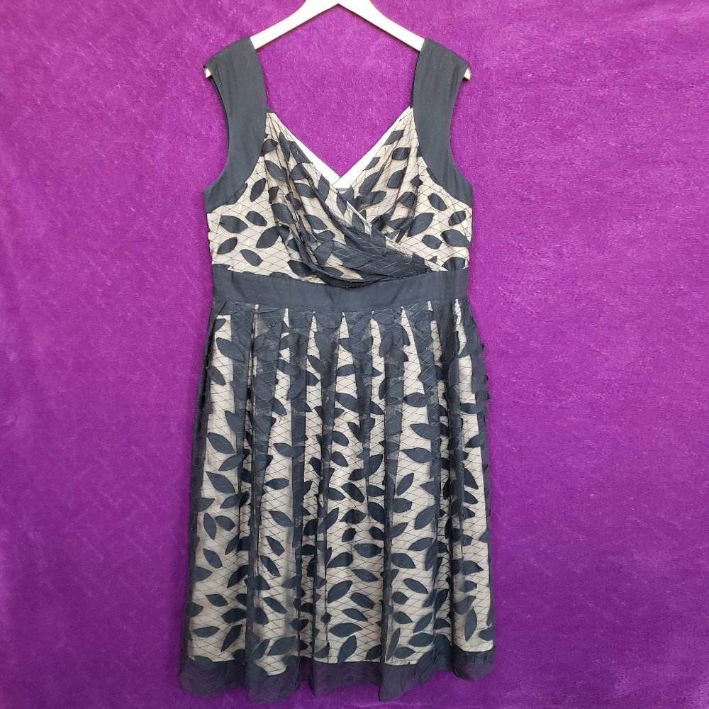 Adrianna Papell Leaf Cut Out Lace Overlay Dress